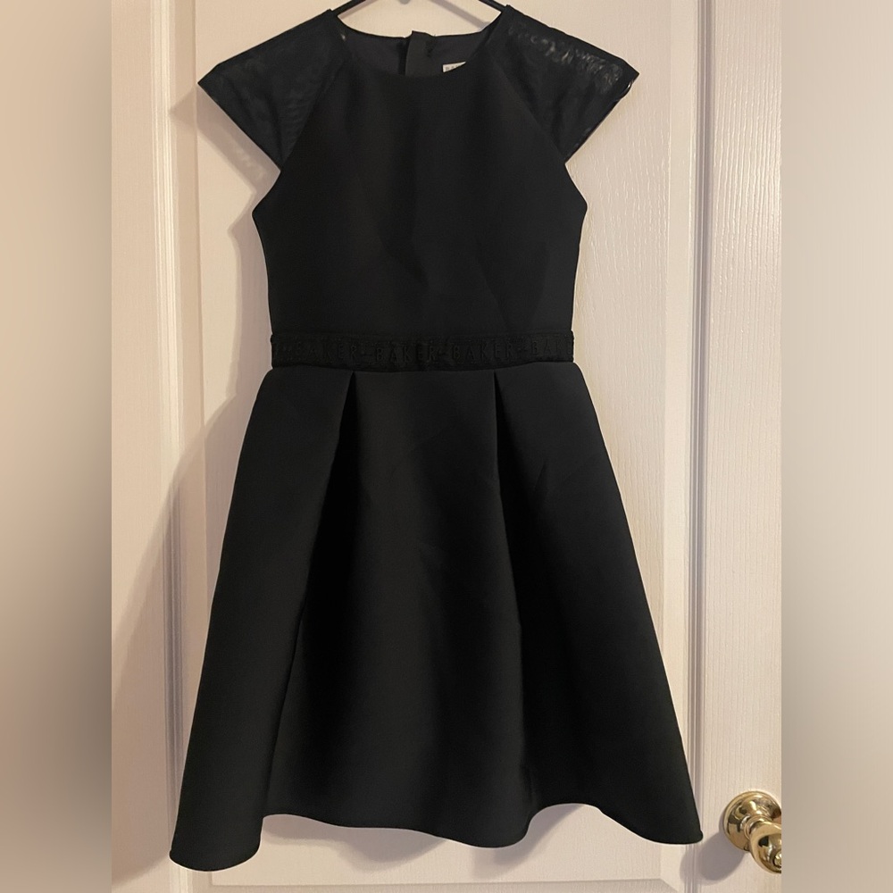 Baker by Ted Baker Formal Dress Kids 11 Black Logo Waistband Party Holiday